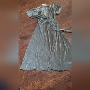 Andi Ribbed Velvet Wrap Dress - dusty sage ( altered to fit a 12 year old girl)